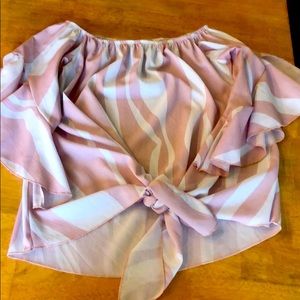 Front tie off the shoulder blouse!